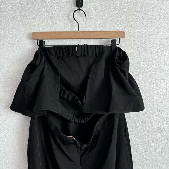 NEW NWT Francesca’s Luciana Strapless Elastic Back Wide Leg Jumpsuit Black XL - Picture 9 of 13